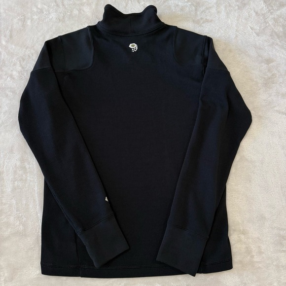 Mountain Hardwear Mens Black Ribbed Mock Neck Thumb Hole Pullover Top - Picture 1 of 8